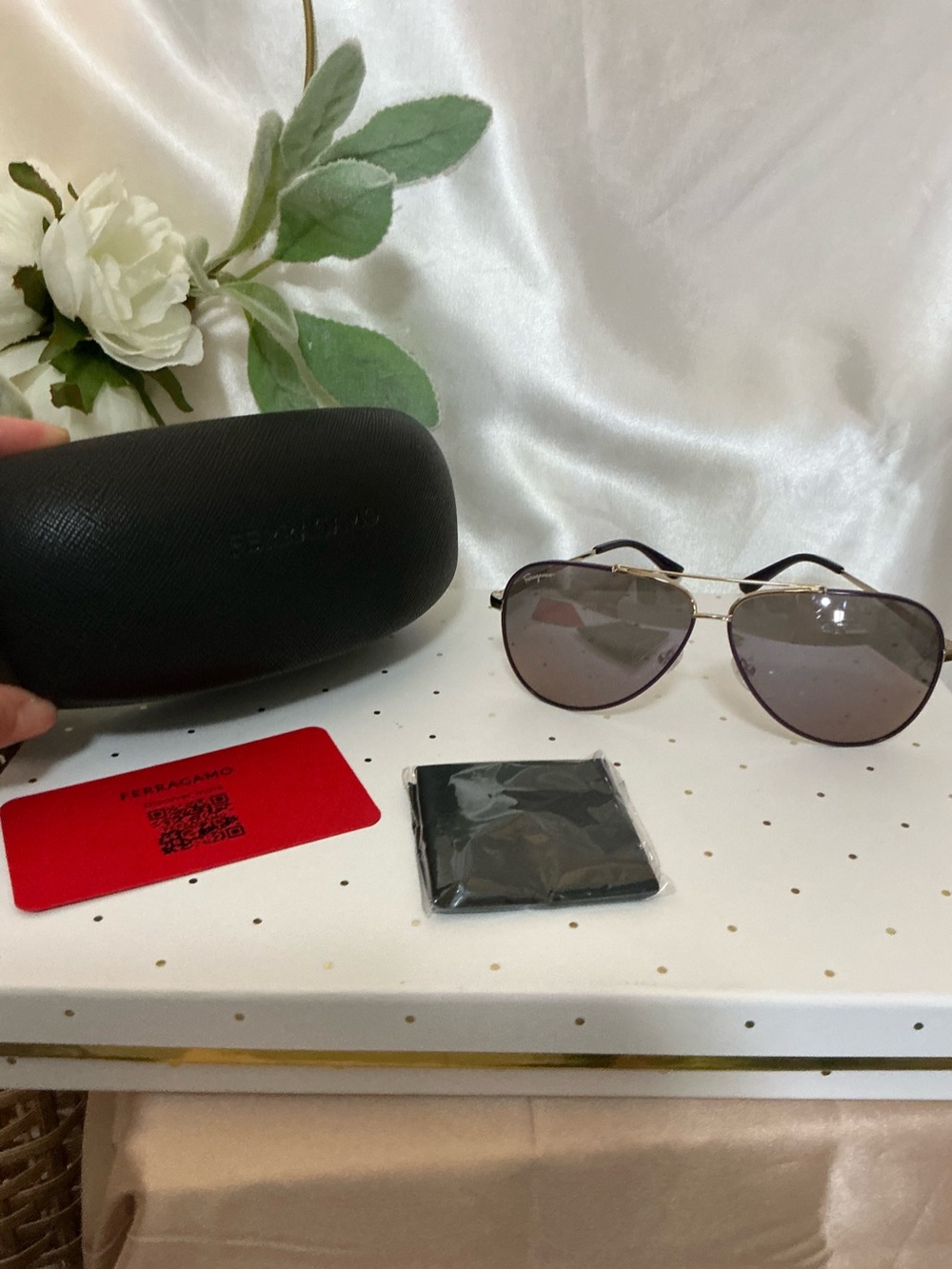 NWOT Salvatore Ferragamo SF131S Aviators Fuschia Gold 60 10 135